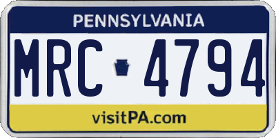 PA license plate MRC4794