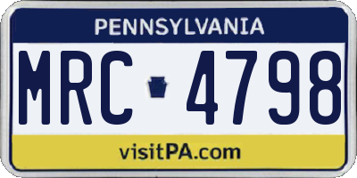 PA license plate MRC4798