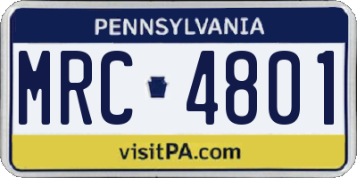 PA license plate MRC4801