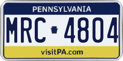 PA license plate MRC4804
