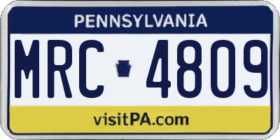 PA license plate MRC4809