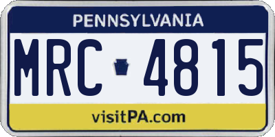 PA license plate MRC4815