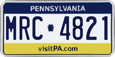 PA license plate MRC4821