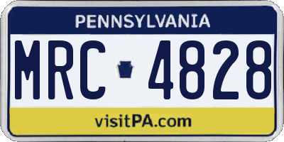 PA license plate MRC4828