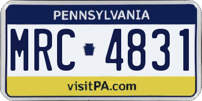 PA license plate MRC4831