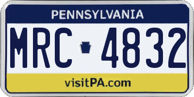 PA license plate MRC4832