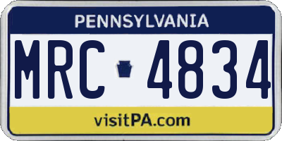 PA license plate MRC4834