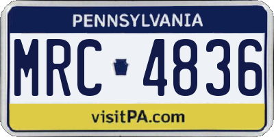 PA license plate MRC4836