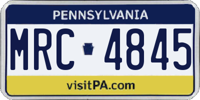 PA license plate MRC4845