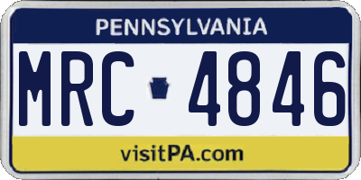 PA license plate MRC4846