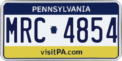 PA license plate MRC4854