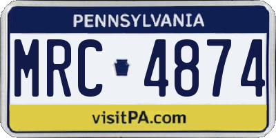 PA license plate MRC4874