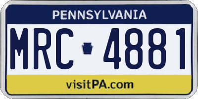 PA license plate MRC4881