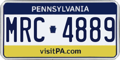 PA license plate MRC4889