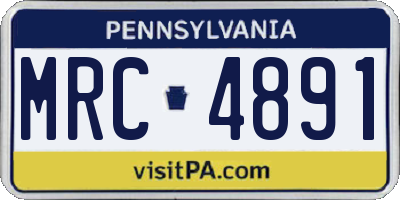 PA license plate MRC4891