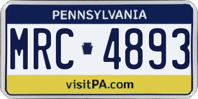 PA license plate MRC4893