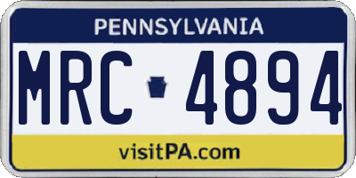 PA license plate MRC4894
