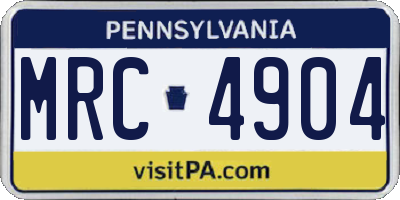 PA license plate MRC4904