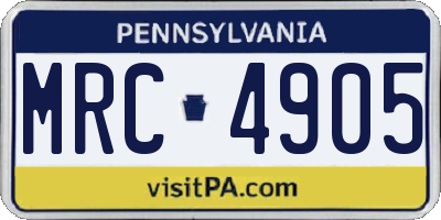 PA license plate MRC4905