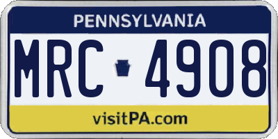 PA license plate MRC4908