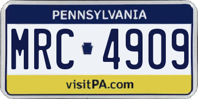 PA license plate MRC4909