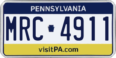 PA license plate MRC4911
