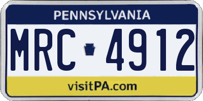 PA license plate MRC4912