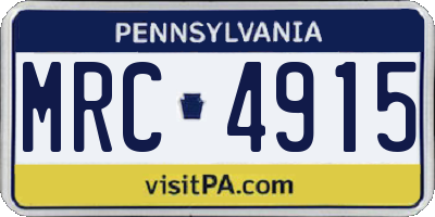 PA license plate MRC4915