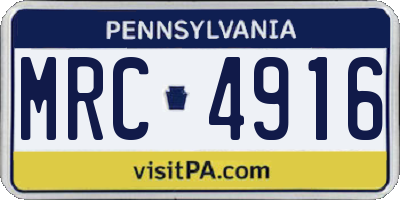 PA license plate MRC4916