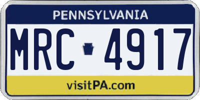 PA license plate MRC4917