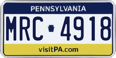PA license plate MRC4918