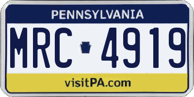 PA license plate MRC4919