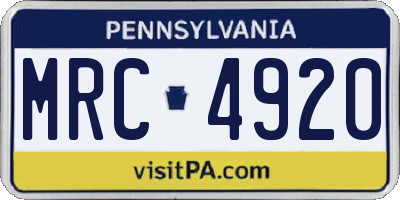 PA license plate MRC4920
