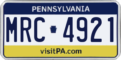 PA license plate MRC4921