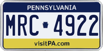 PA license plate MRC4922