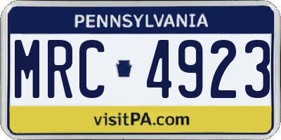 PA license plate MRC4923