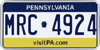 PA license plate MRC4924