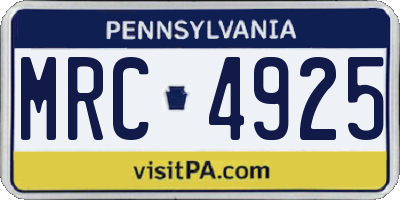 PA license plate MRC4925