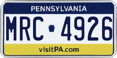 PA license plate MRC4926