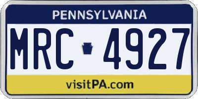 PA license plate MRC4927
