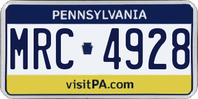 PA license plate MRC4928
