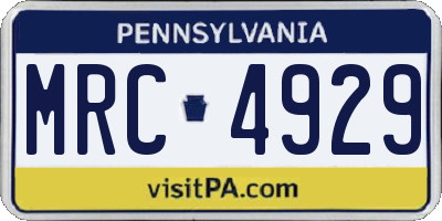 PA license plate MRC4929