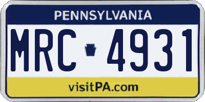 PA license plate MRC4931