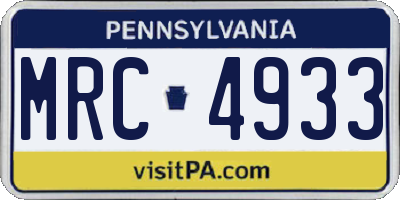 PA license plate MRC4933