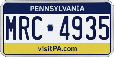 PA license plate MRC4935