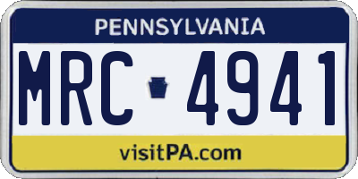 PA license plate MRC4941