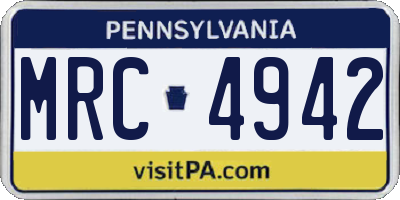 PA license plate MRC4942