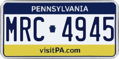 PA license plate MRC4945