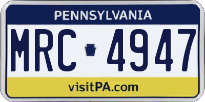 PA license plate MRC4947