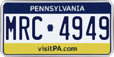 PA license plate MRC4949